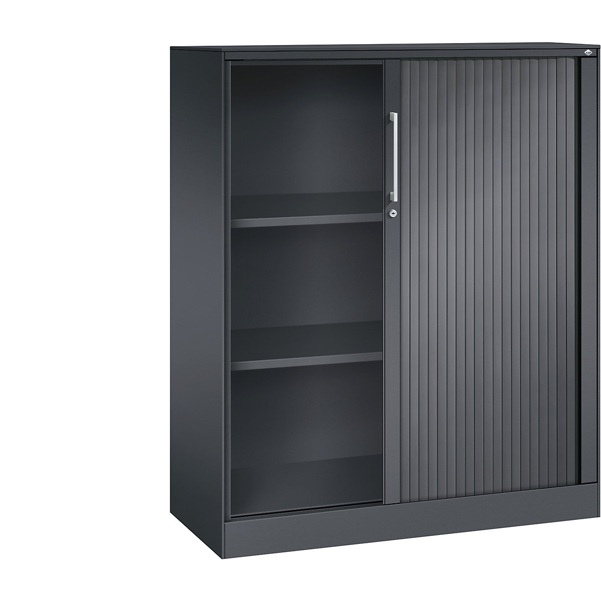 Szafa z roletami ASISTO, wys. 1292 mm – C+P, szer. 1000 mm, czarno-szary/czarno-szary-0