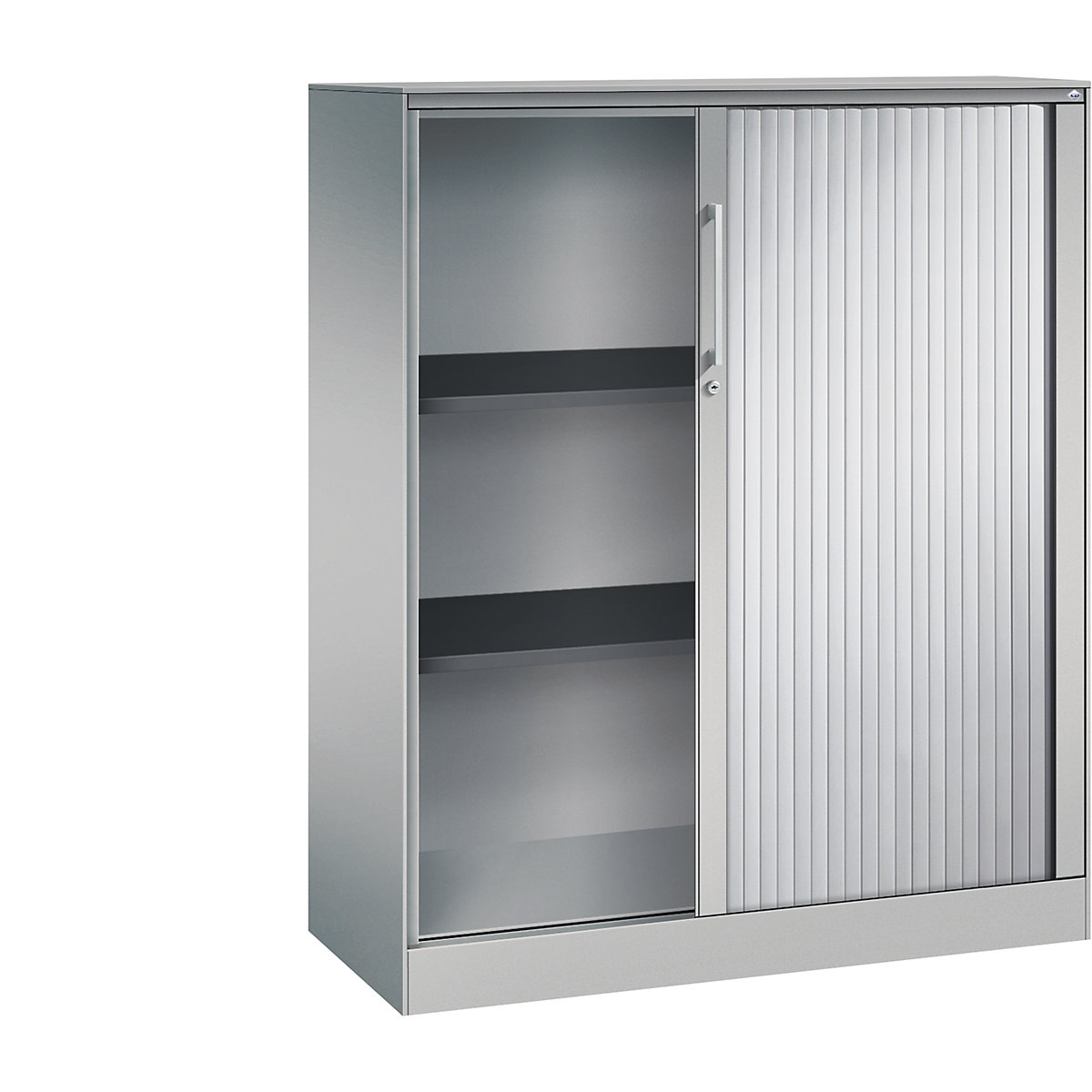 Szafa z roletami ASISTO, wys. 1292 mm – C+P, szer. 1000 mm, białe aluminium/białe aluminium-0