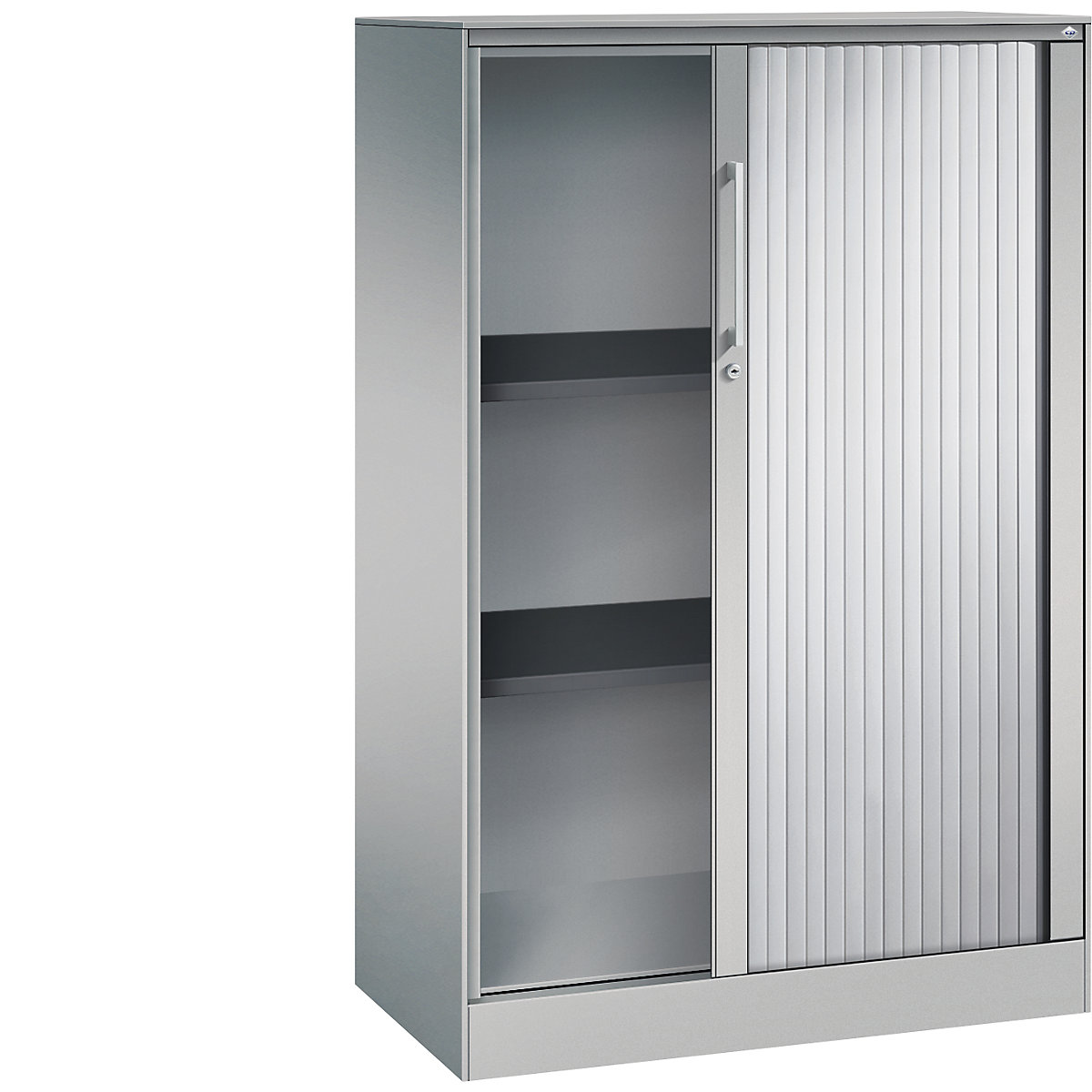Szafa z roletami ASISTO, wys. 1292 mm – C+P, szer. 800 mm, białe aluminium/białe aluminium-0