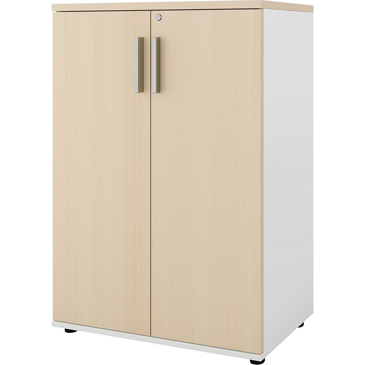 Szafka Portland, szer. x głęb. 800 x 420 mm, wys. 1138 mm, wys. drzwi 1060 mm, biały szczotkowany / brzoza-0