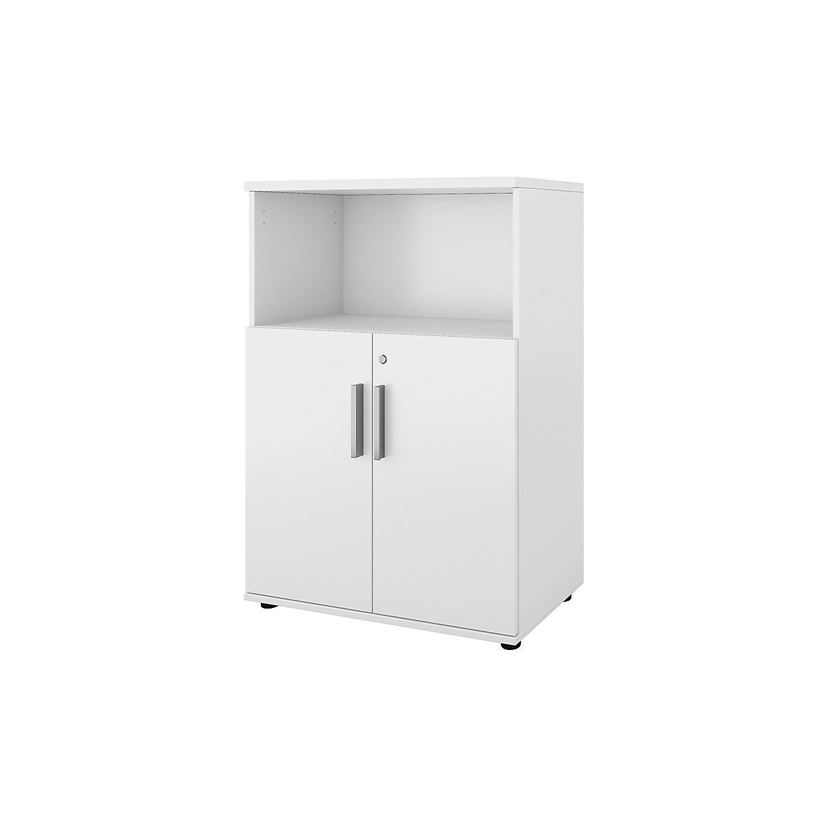 Szafka Portland, szer. x głęb. 800 x 420 mm, wys. 1138 mm, wys. drzwi 700 mm, biały, szczotkowany-0