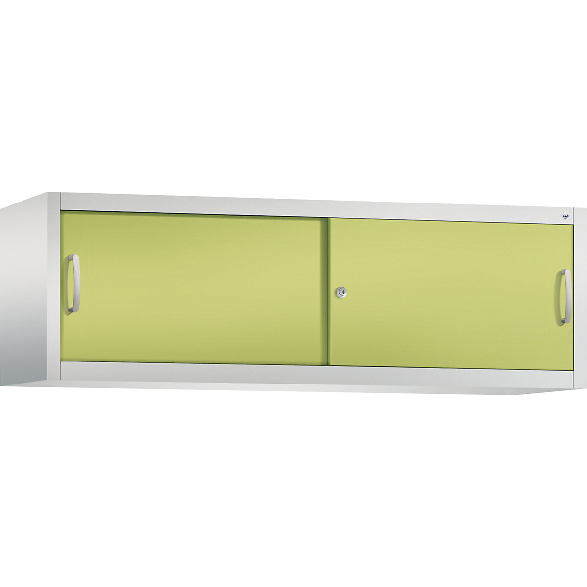 Szafka nakładana z przesuwnymi drzwiami ACURADO – C+P, wys. x szer. x głęb. 500 x 1600 x 400 mm, jasnoszara / seledynowa-0