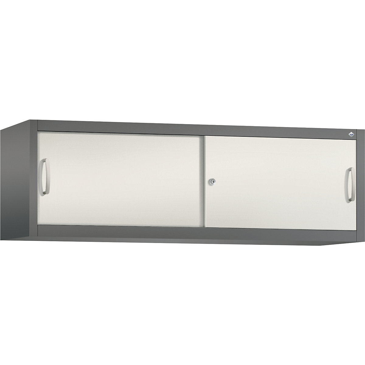 Szafka nakładana z przesuwnymi drzwiami ACURADO – C+P, wys. x szer. x głęb. 500 x 1600 x 400 mm, szara / perłowo-biała-0