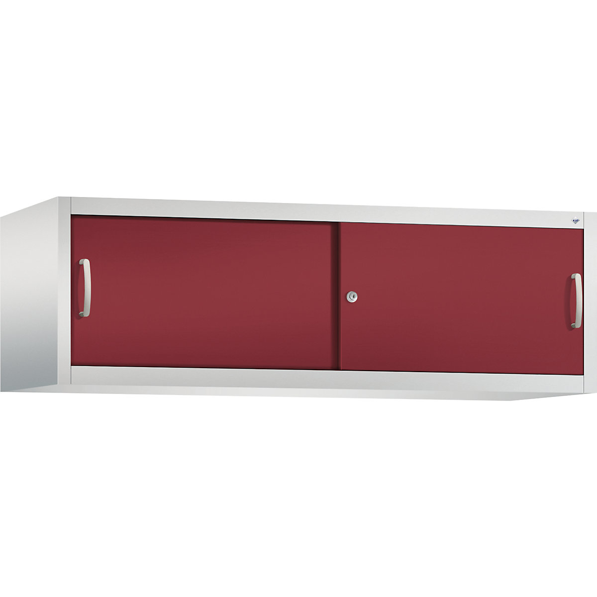 Szafka nakładana z przesuwnymi drzwiami ACURADO – C+P, wys. x szer. x głęb. 500 x 1600 x 500 mm, jasnoszara / rubinowo-czerwona-0