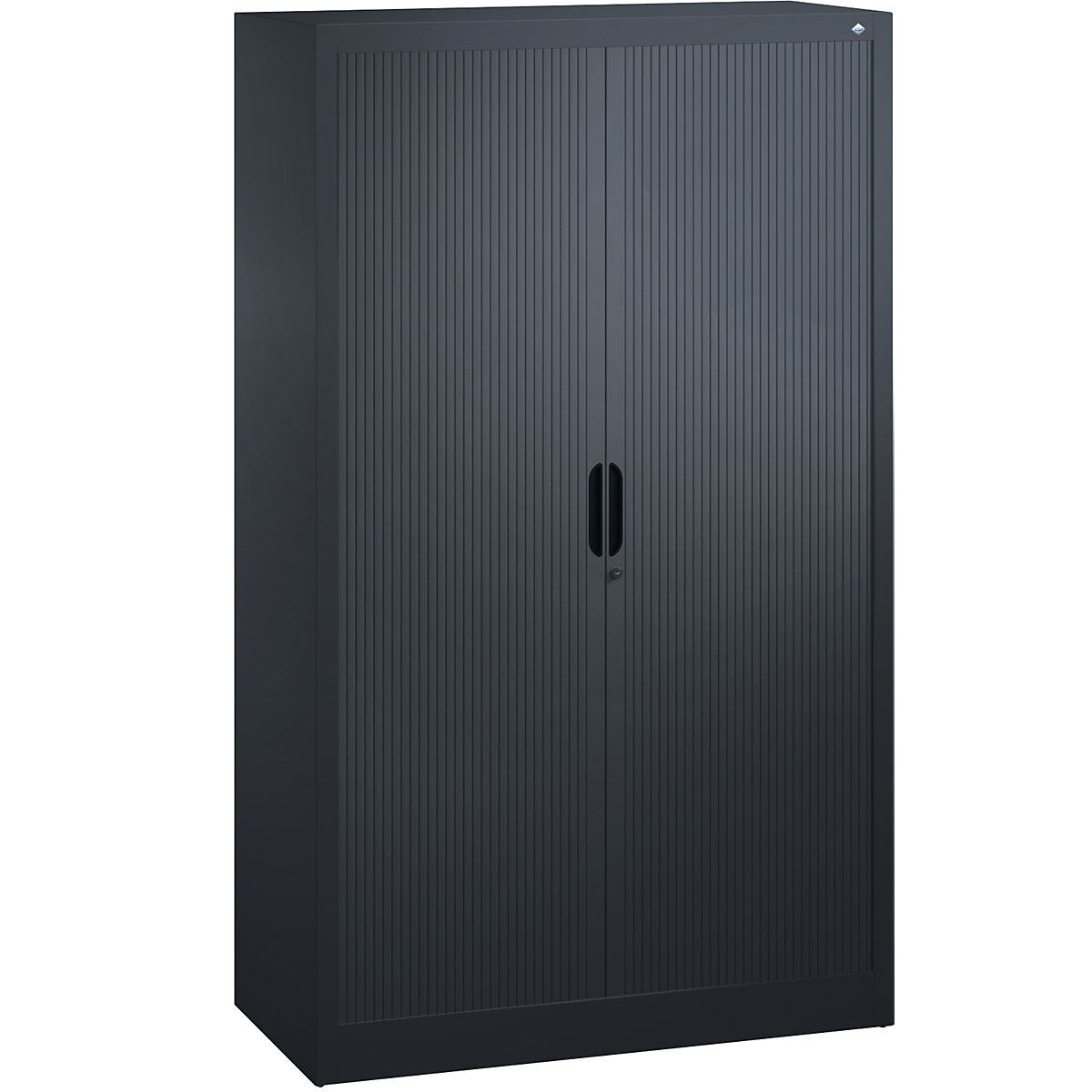 Szafka z roletami, żaluzje poziome – C+P, wys. x szer. x głęb. 1660 x 1000 x 420 mm, 3 półki, 4 wys. segregatora, czarno-szare-0