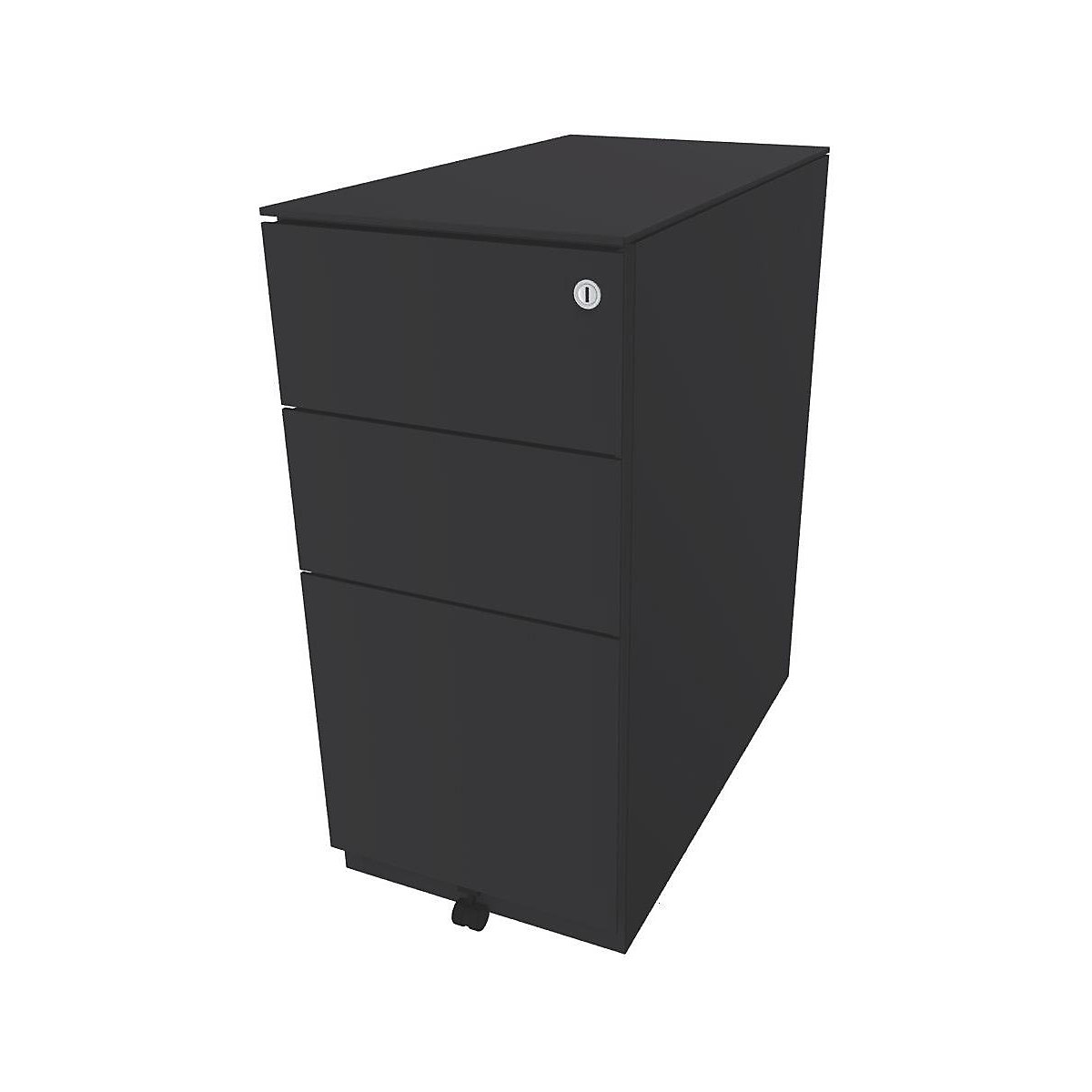 Kontener na kółkach Note™, z 2 szufladami uniwersalnymi i 1 kartoteką wiszącą – BISLEY, wys. x szer. x głęb. 652 x 300 x 565 mm, z płytą wierzchnią, antracytowo-szary-0