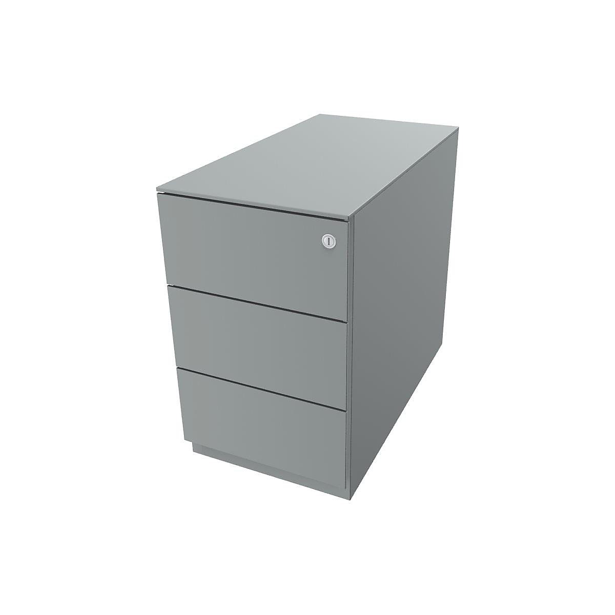 Kontener na kółkach Note™, z 3 szufladami uniwersalnymi – BISLEY, wys. x szer. x głęb. 502 x 300 x 565 mm, z listwą uchwytową i płytą wierzchnią, srebrny-0