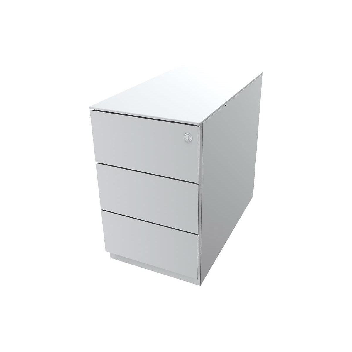 Kontener na kółkach Note™, z 3 szufladami uniwersalnymi – BISLEY, wys. x szer. x głęb. 502 x 300 x 565 mm, z listwą uchwytową i płytą wierzchnią, sygnalizacyjny biały-0