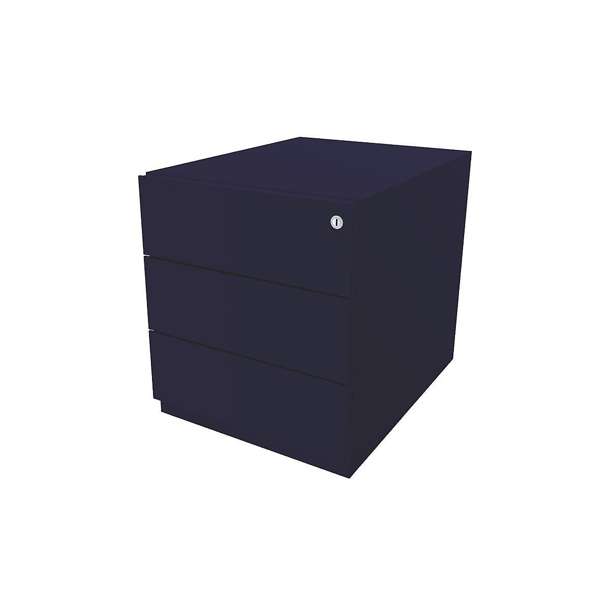 Kontener na kółkach Note™, z 3 szufladami uniwersalnymi – BISLEY, wys. x szer. x głęb. 495 x 420 x 565 mm, z listwą uchwytową, niebieski oxford-0
