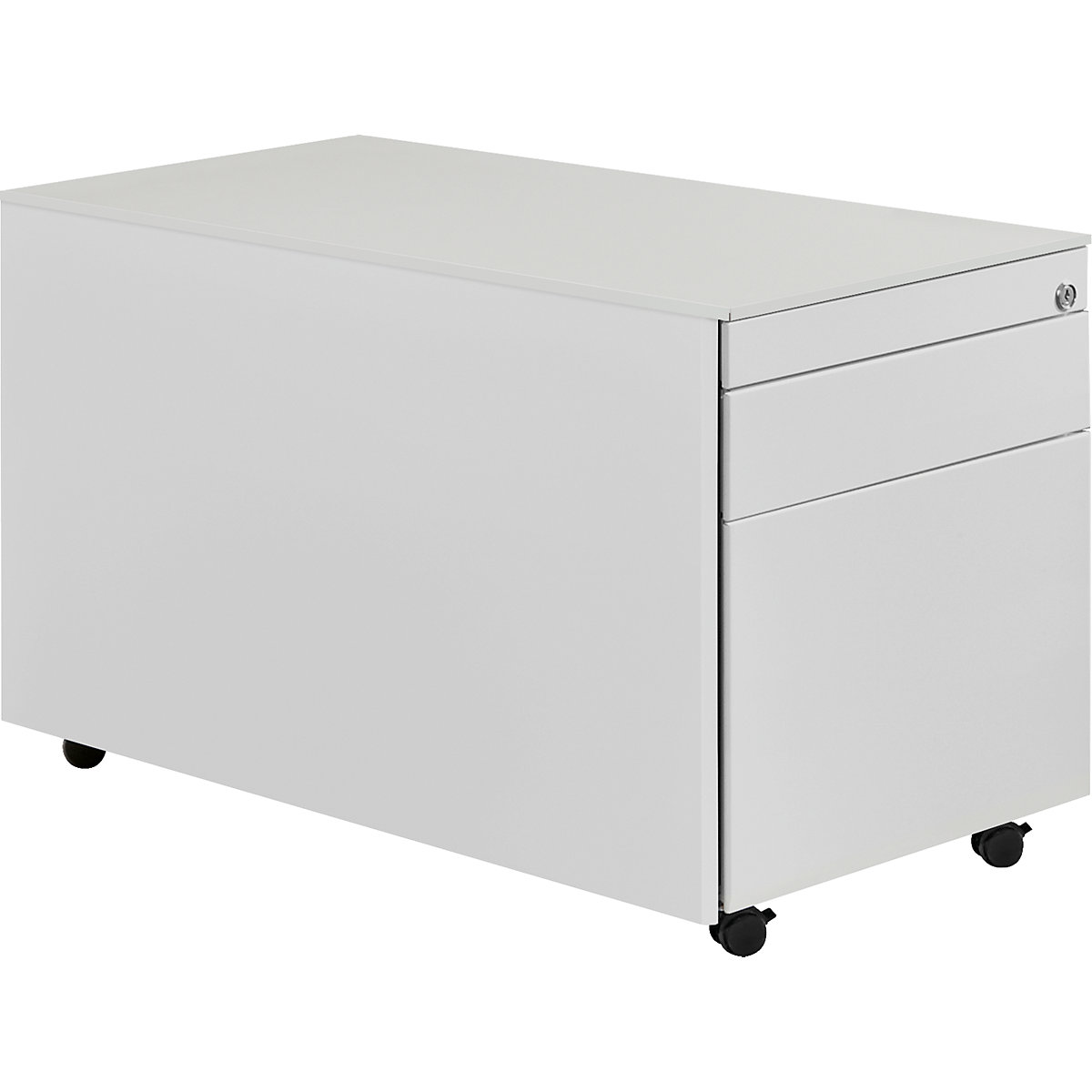 Kontener szufladowy na rolkach – mauser, wys. x głęb. 520 x 800 mm, 1 szuflada na dokumenty, 1 kartoteka wisząca, jasnoszary / jasnoszary / jasnoszary-0