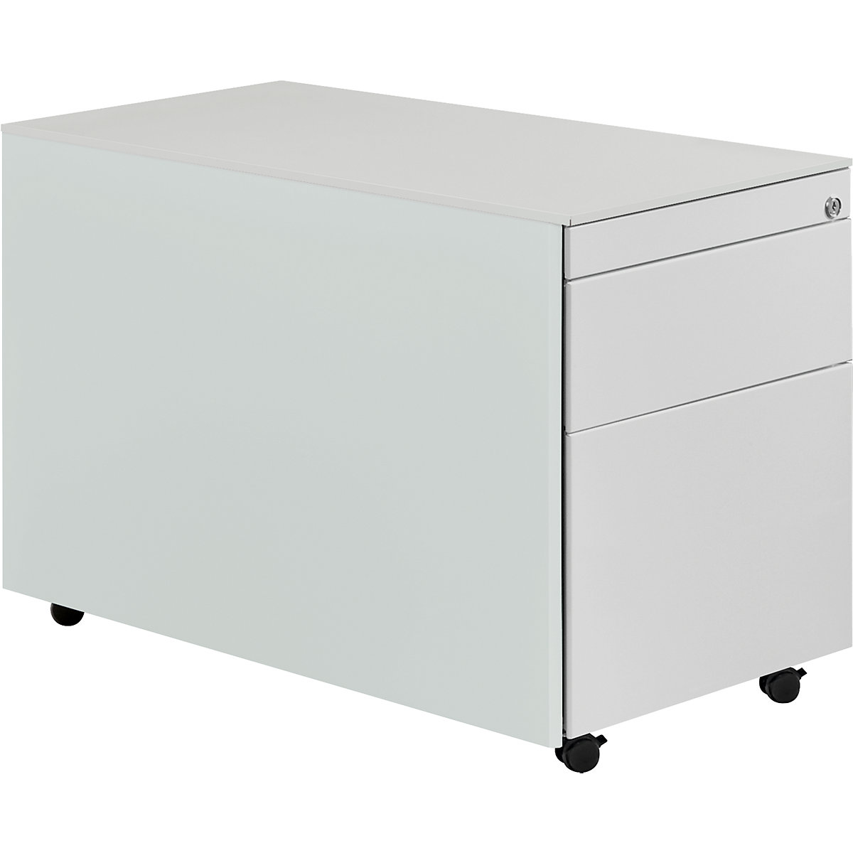 Kontener szufladowy na rolkach – mauser, wys. x głęb. 570 x 800 mm, 1 szuflada na dokumenty, 1 kartoteka wisząca, jasnoszary / jasnoszary / jasnoszary-0