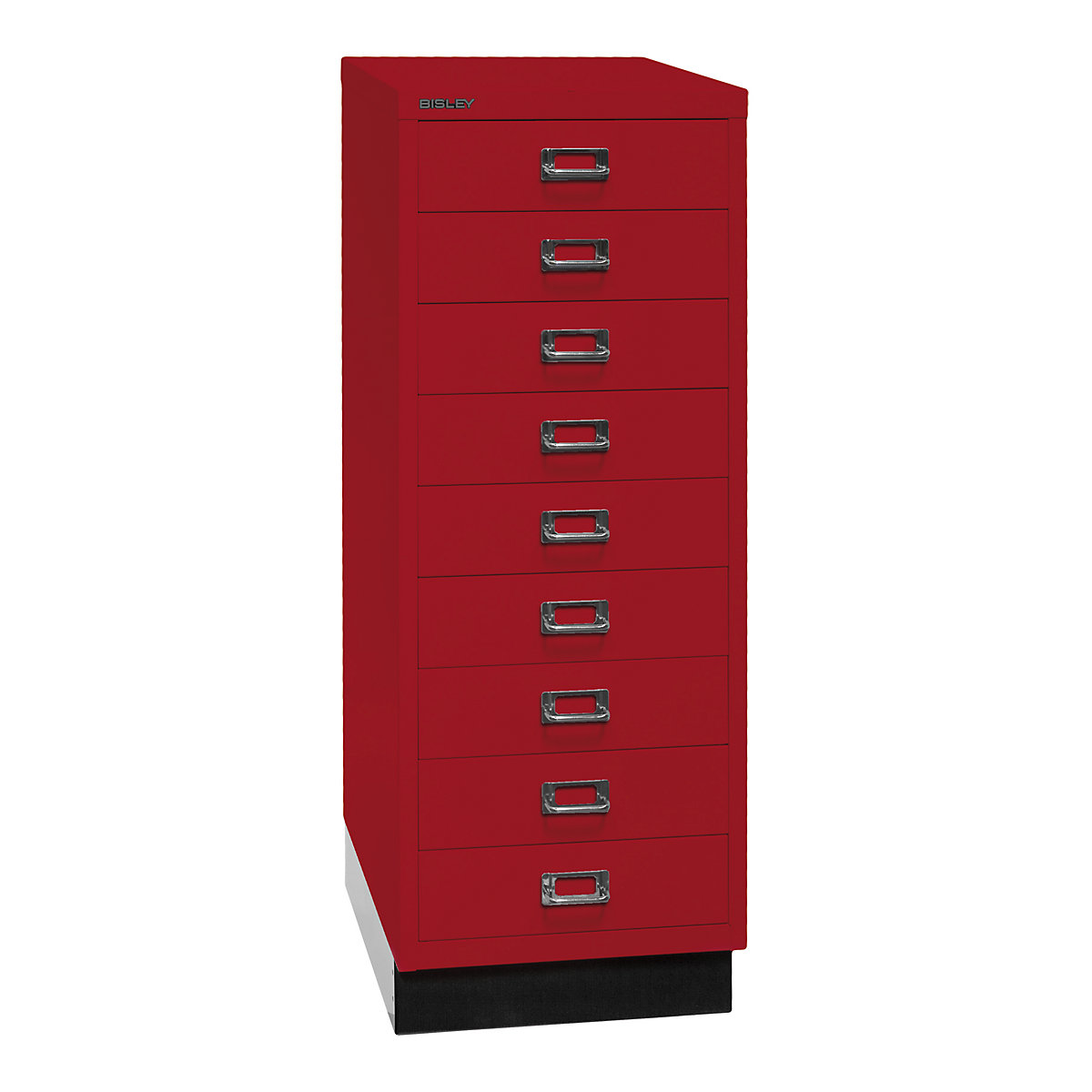 MultiDrawer™ seria 39 – BISLEY, z cokołem, DIN A3, 9 szuflad, czerwony kardynalski, czarny-0