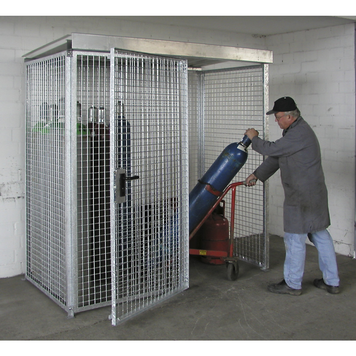 Contenedor de rejilla para bombonas de gas – eurokraft pro (Imagen del producto 2)-1