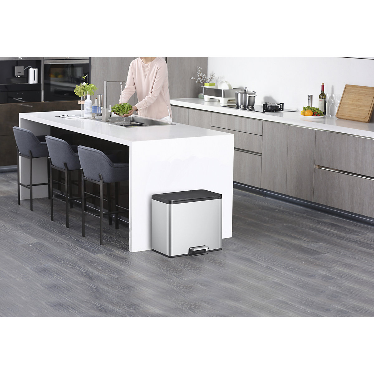 Cubo de basura con pedal Recycler, acero – EKO (Imagen del producto 9)-8