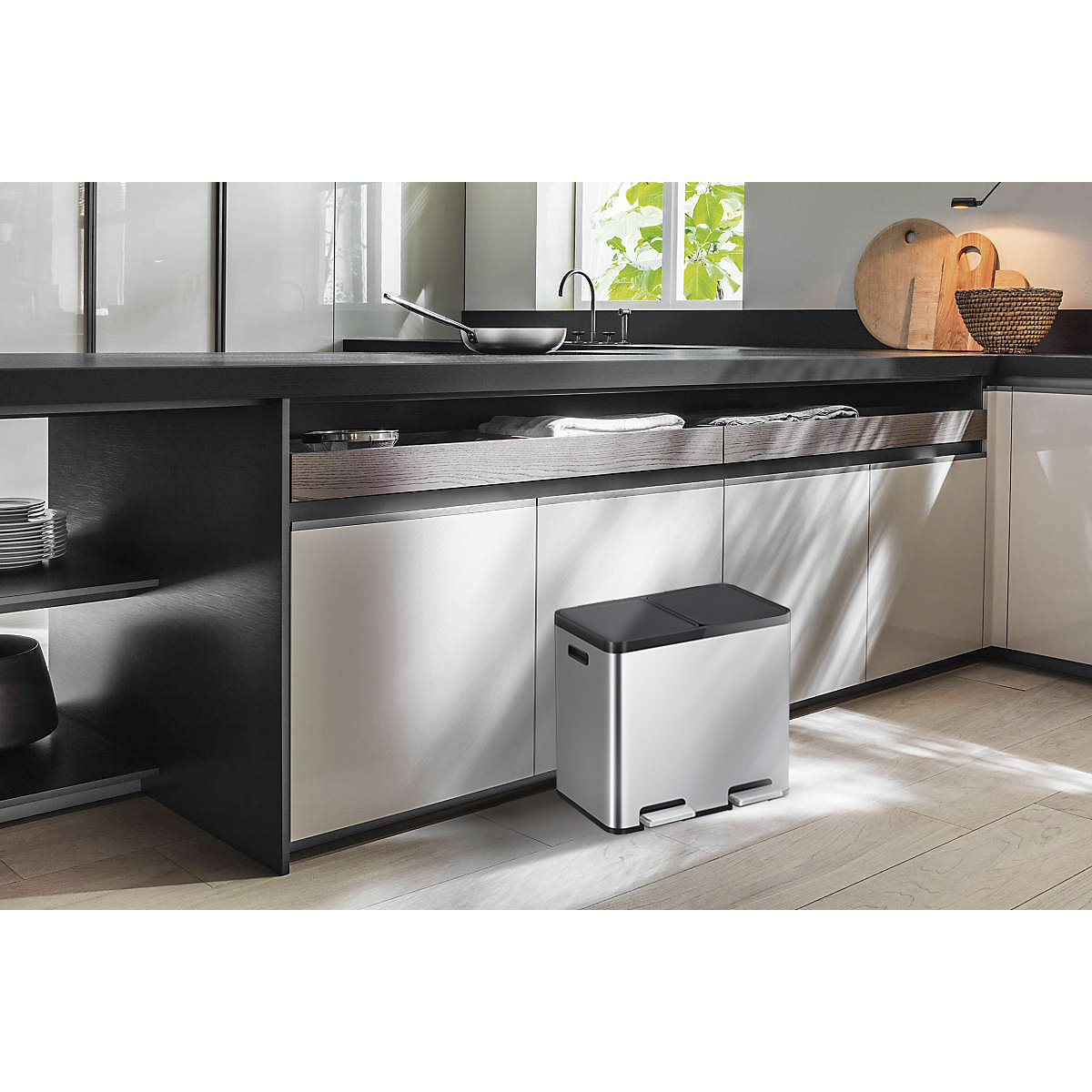 Cubo de basura con pedal Recycler, acero – EKO (Imagen del producto 4)-3