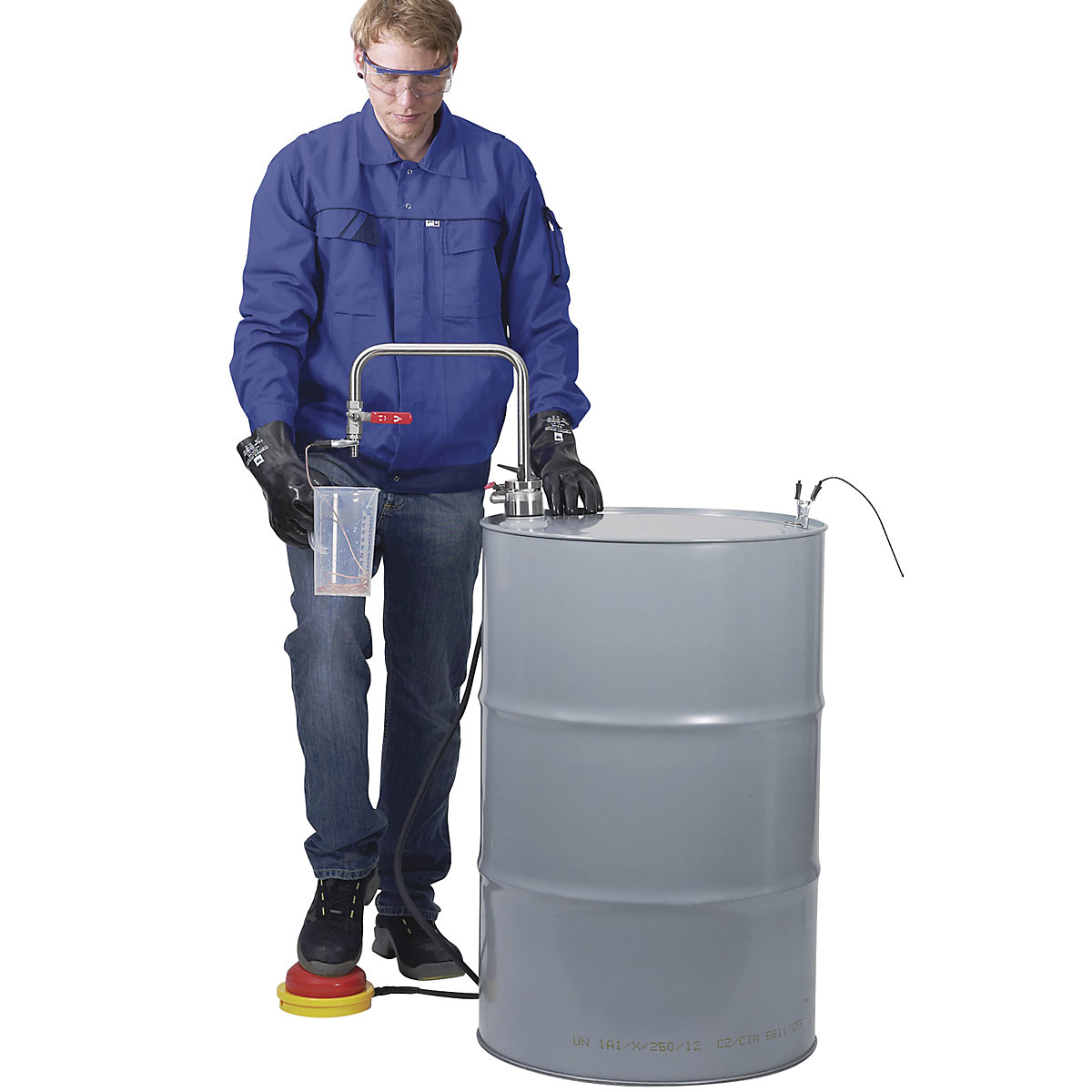 Pompă din inox pentru solvenți, acționată cu piciorul (Imagine produs 4)-3