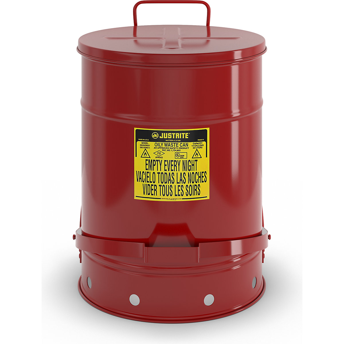 Recipient de protecție la incendiu, tablă de oțel – Justrite (Imagine produs 4)-3