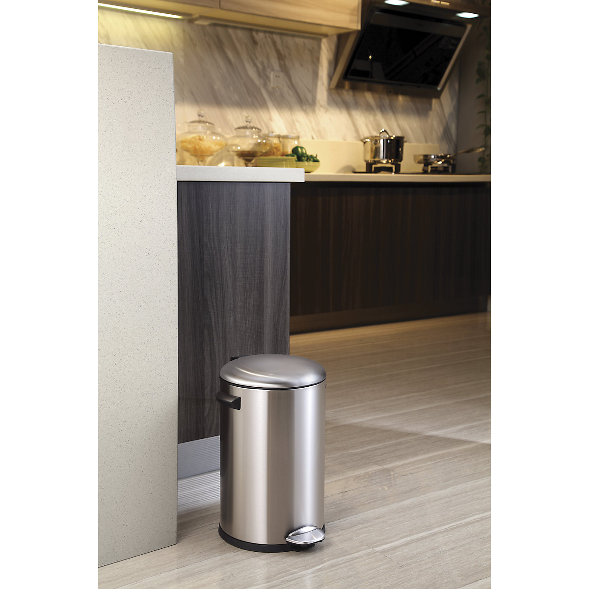 Colector de deșeuri, cu pedală, inox – EKO (Imagine produs 2)-1
