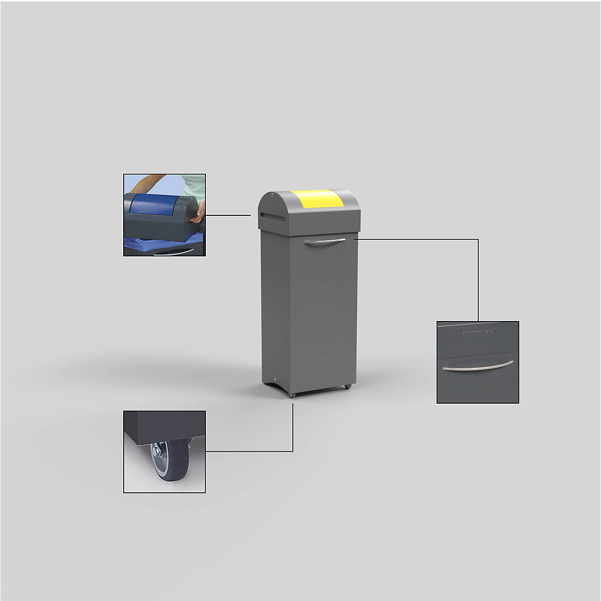 Recipient de sortare a deșeurilor reciclabile, cu proprietate de stingere a focului (Imagine produs 7)-6