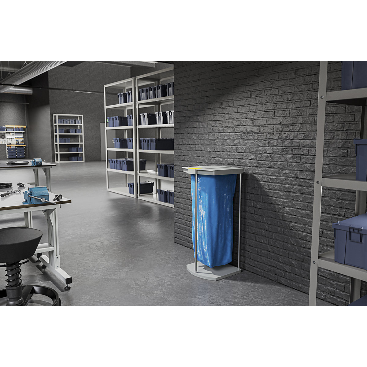 Suport pentru sac de gunoi cu 250 de saci albaștri de reciclare – Hailo (Imagine produs 4)-3