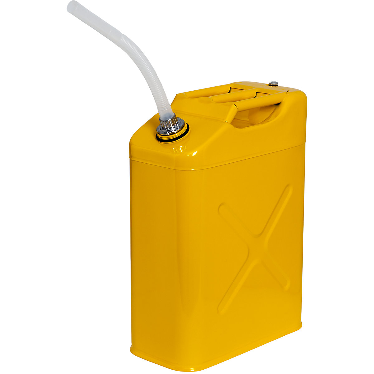 Vasilha de segurança com tampa de rosca e tubo de descarga