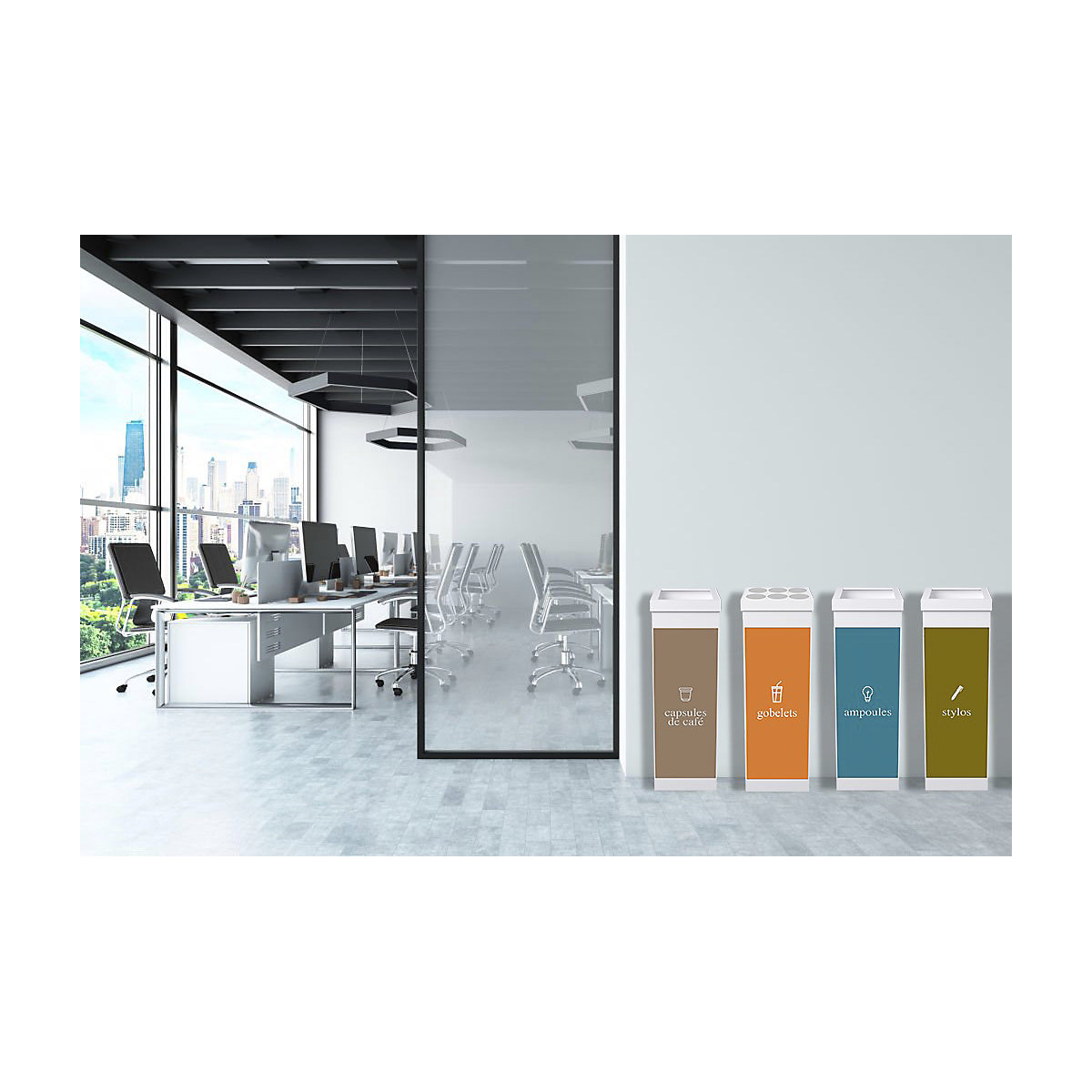 Coletor de materiais recicláveis, plástico – Paperflow (Imagem do produto 3)-2