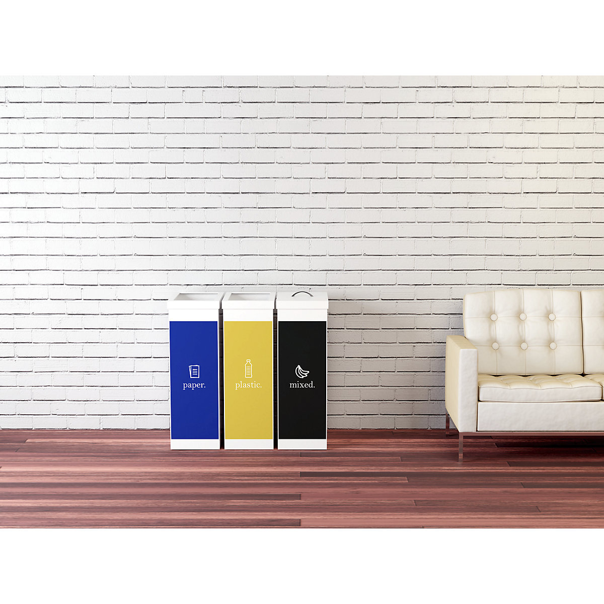Coletor de materiais recicláveis, plástico – Paperflow (Imagem do produto 4)-3