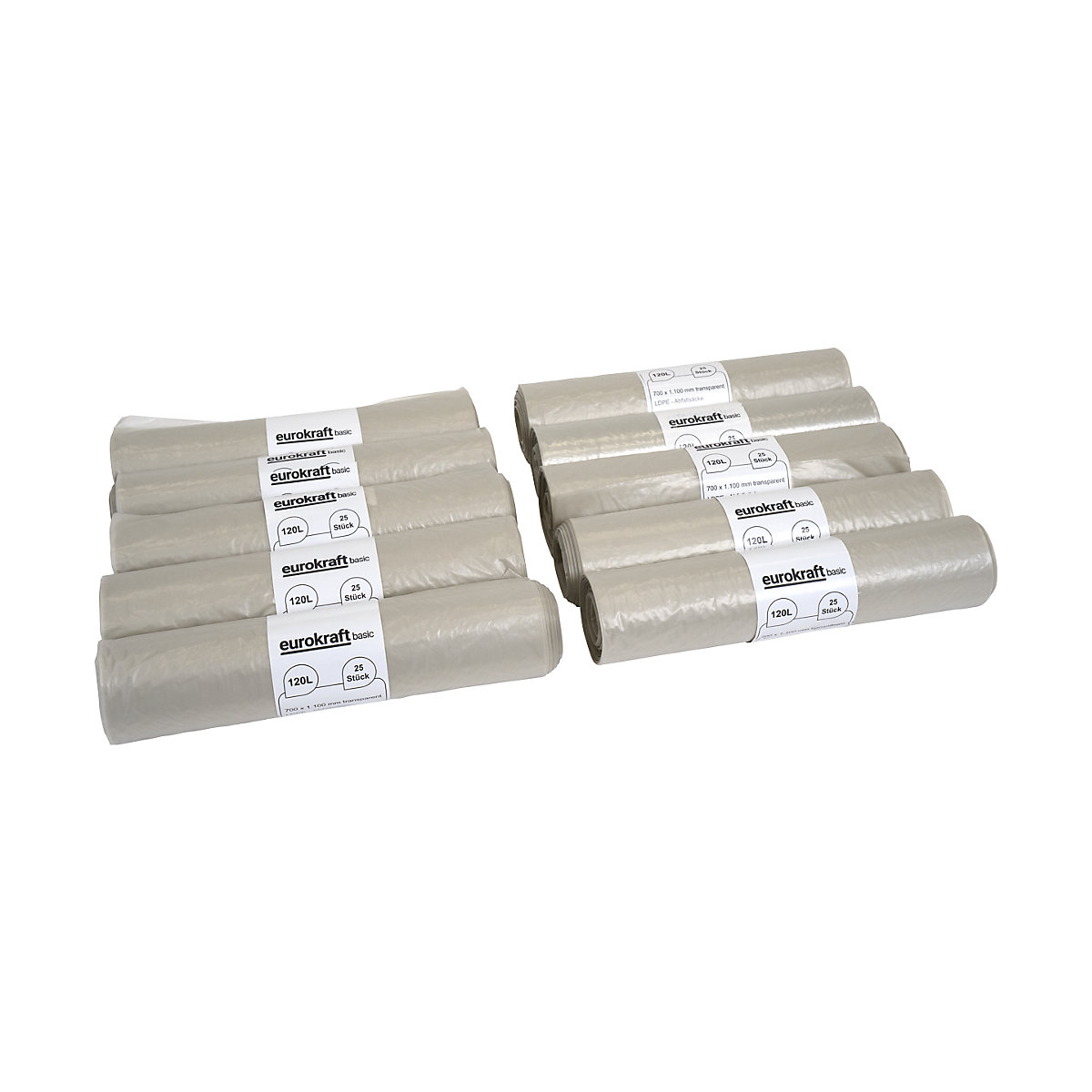 Sacos de lixo, 100% PEDB PCR, 120 l - eurokraft basic