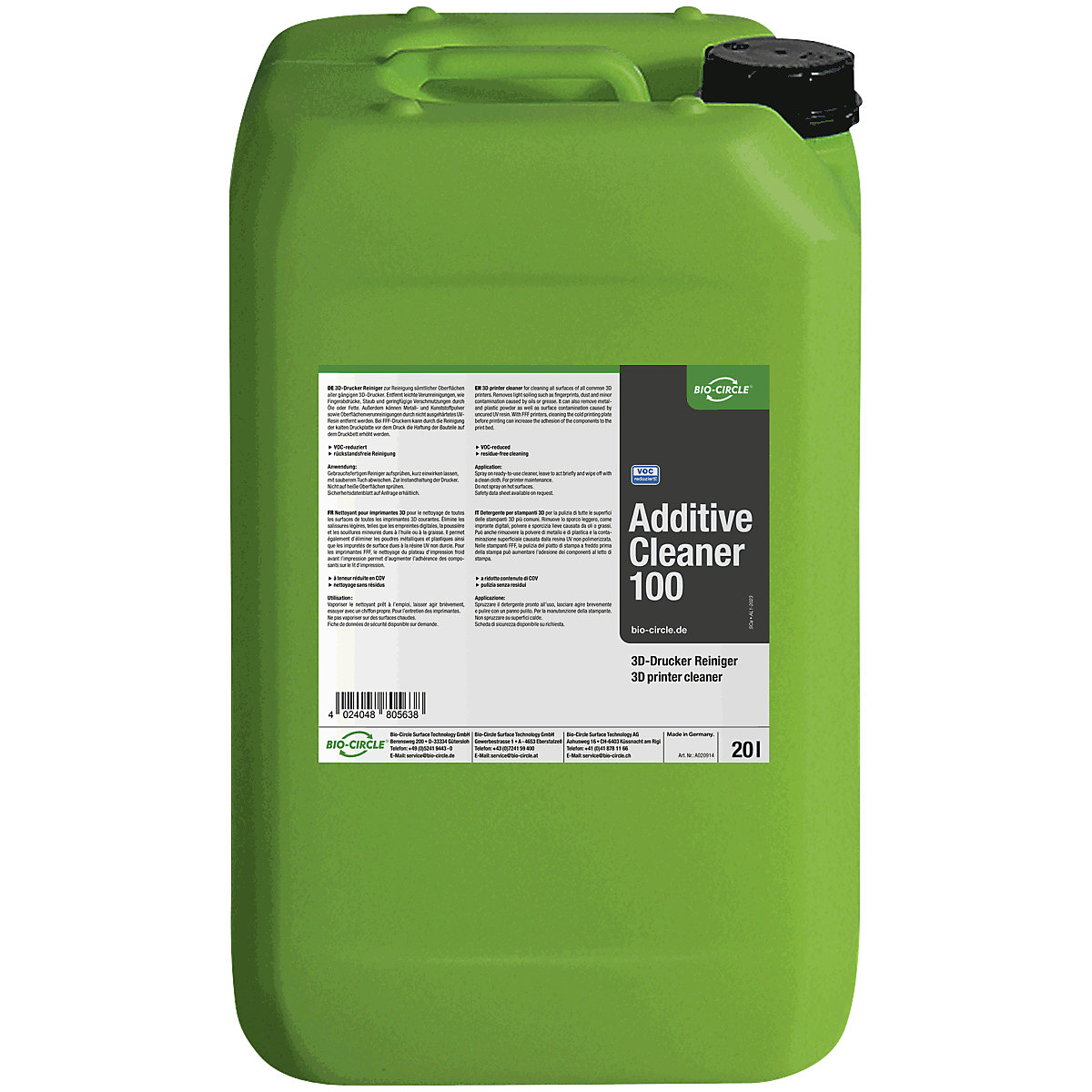 Produto de limpeza de agentes adesivos e desmoldantes Additive Cleaner 100 - Bio-Circle