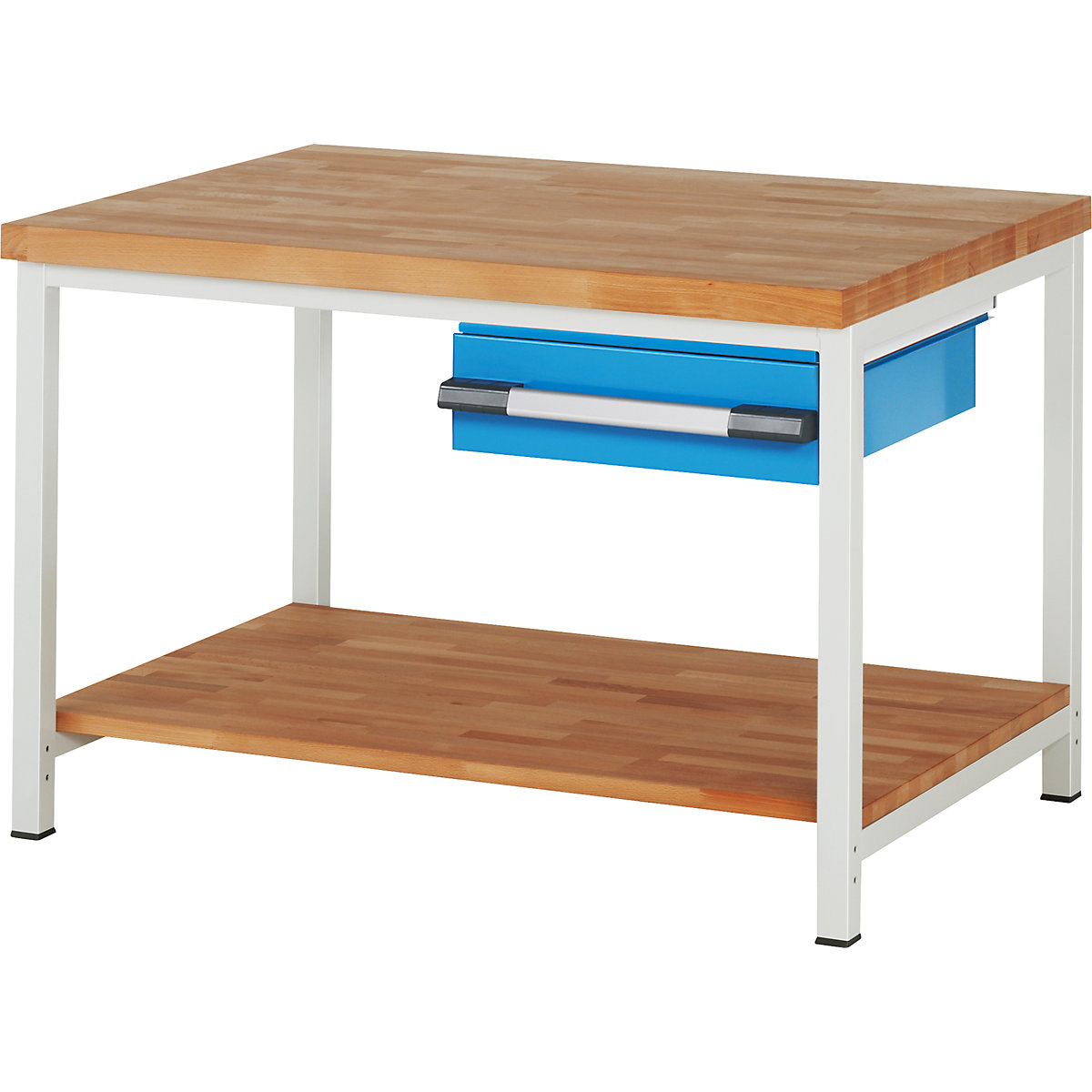 Banc de lucru, cu cadru Serie 8000 – eurokraft pro, 1 sertar 150 mm, 1 poliță, lăț. x ad. 1250 x 900 mm-0