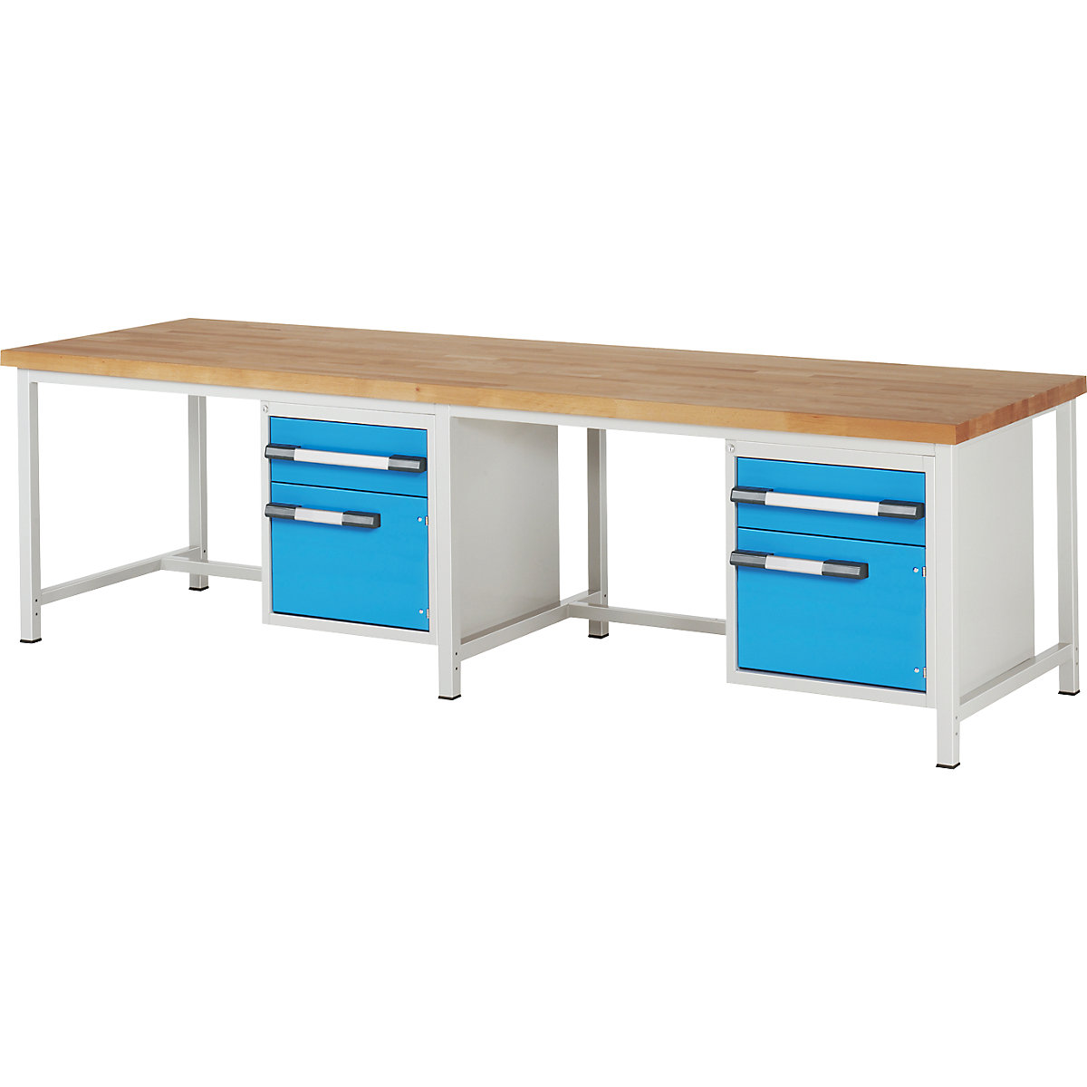 Banc de lucru, cu cadru Serie 8000 – eurokraft pro, 2 sertare 180 mm, 2 uși 360 mm, extra lat, lăț. x ad. 3000 x 900 mm-0