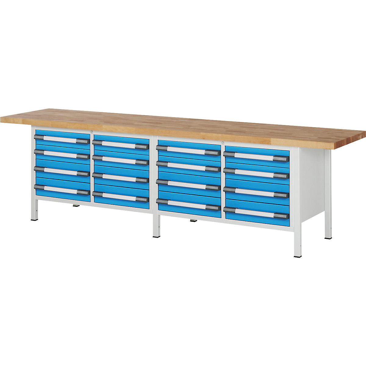 Banc de lucru, cu cadru Serie 8000 – eurokraft pro, 16 sertare: 8 x 120, 8 x 150 mm, lăț. x ad. 3000 x 700 mm-0