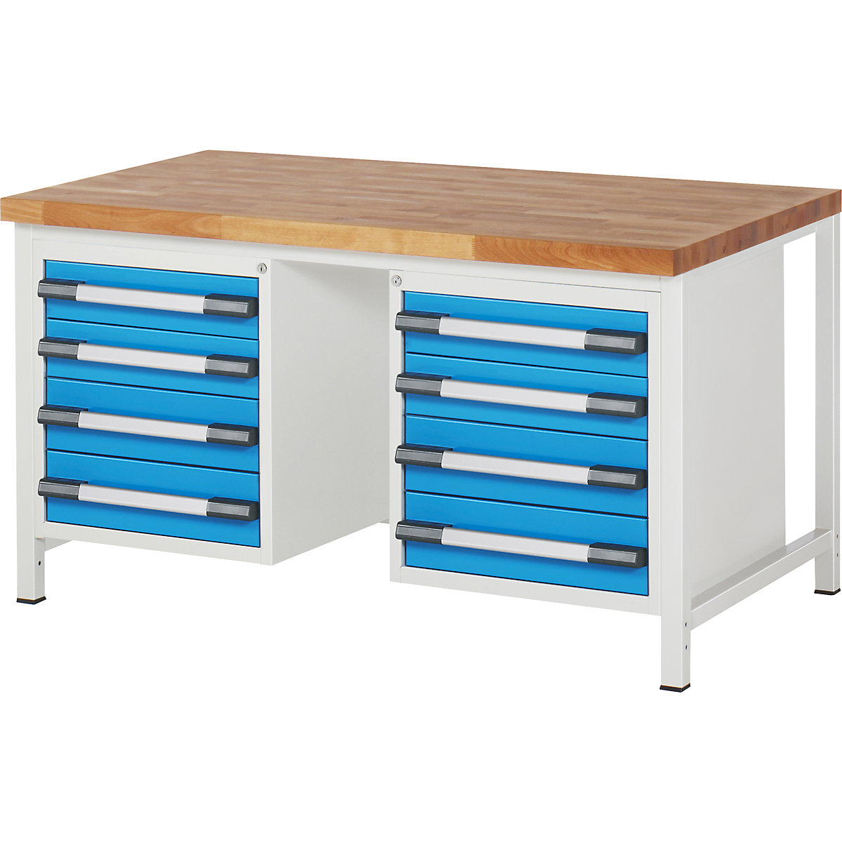 Banc de lucru, cu cadru Serie 8000 – eurokraft pro, 12 sertare: 8 x 120, 4 x 150 mm, lăț. x ad. 1500 x 900 mm-0