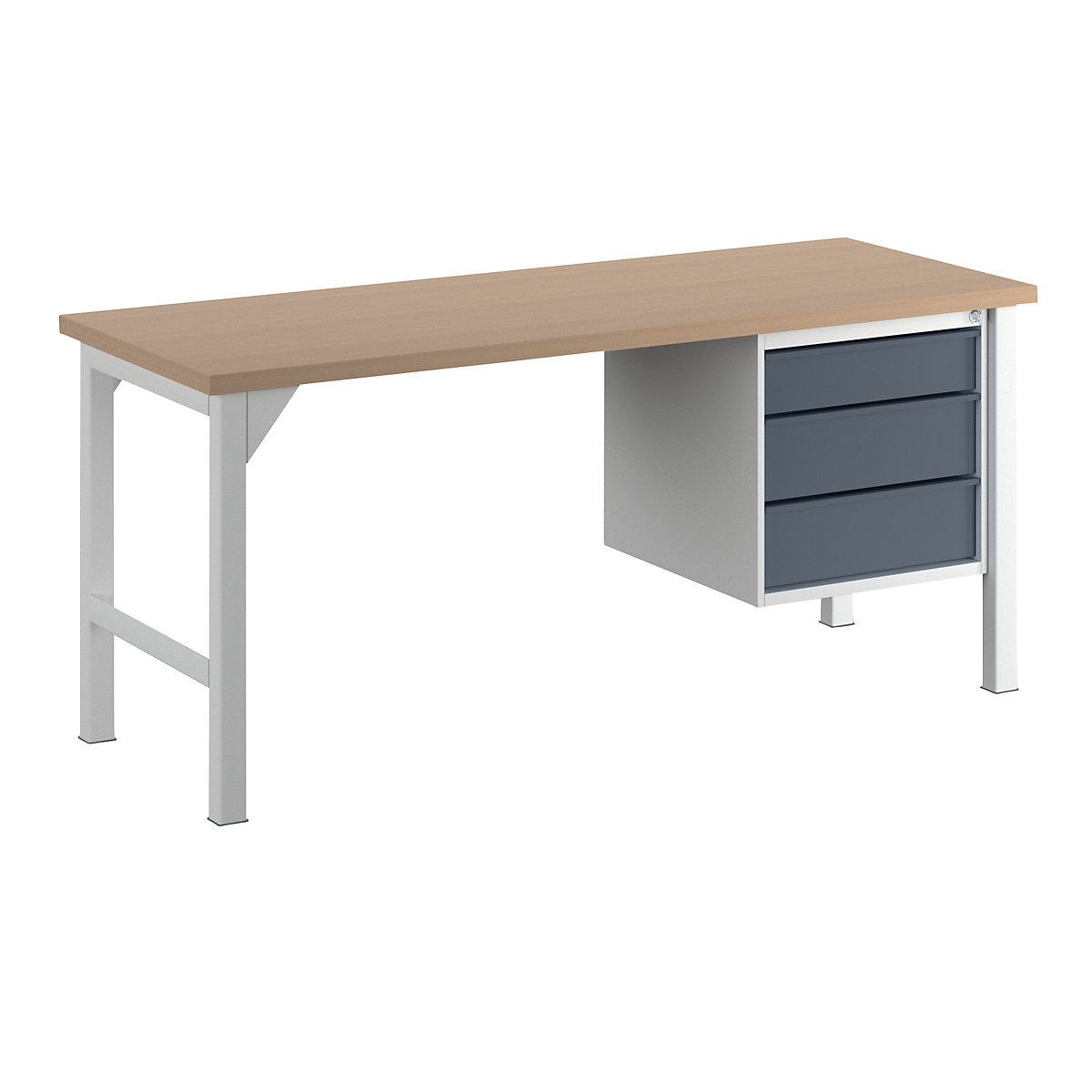 Banc de lucru, lățime 2000 mm, 3 sertare, 1 x 125 / 2 x 175 mm, gri deschis/gri antracit-0