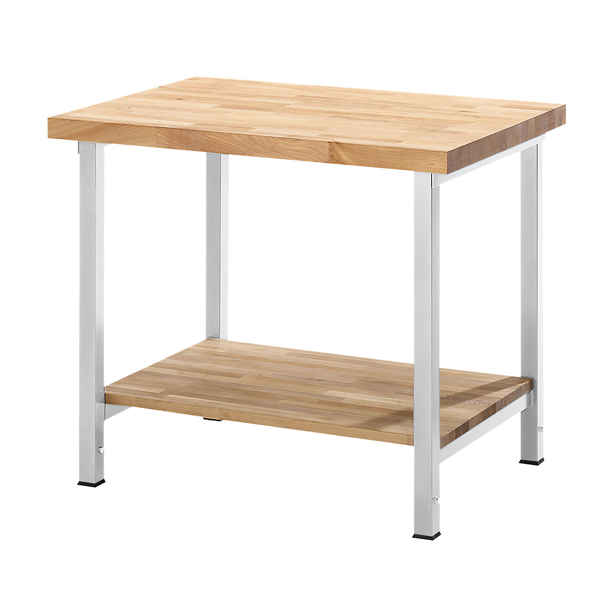 Banc de lucru reglabil pe înălțime, cu cadru – eurokraft pro, 1 poliță, lățime 750 mm, cadru gri deschis-0