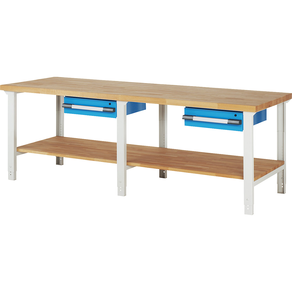 Banc de lucru, sistem modular Serie 7000 – eurokraft pro, 2 sertare 150 mm, lăț. x ad. 2500 x 900 mm-0