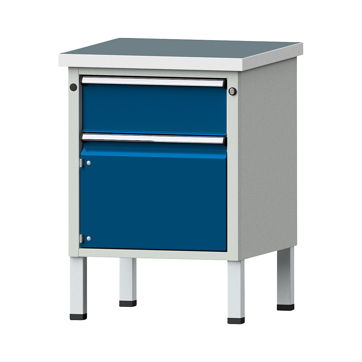 Banc de lucru compact – ANKE, lăț. x ad. 605 x 650 mm, 1 sertar, 1 dulap, staționară, blat universal-0