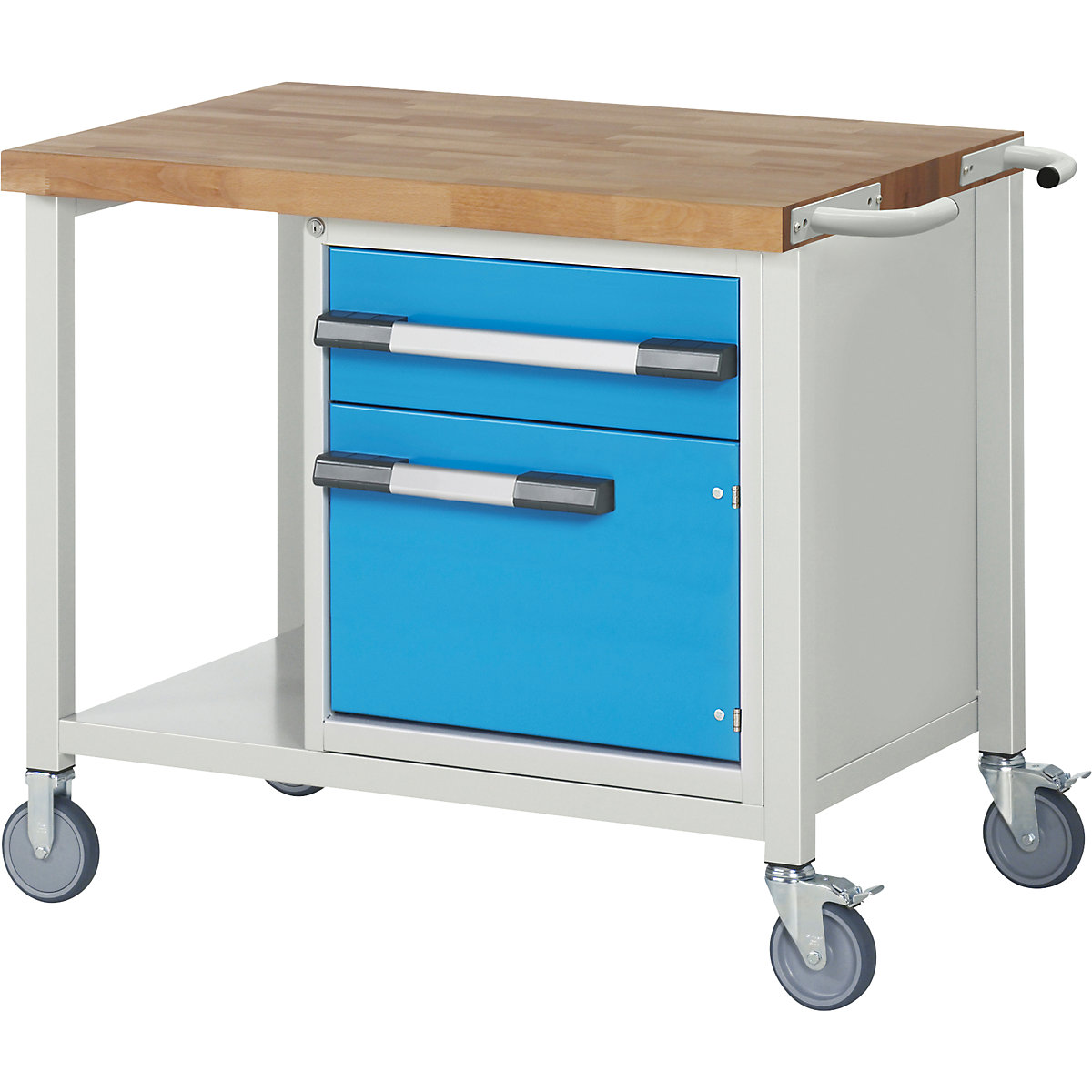 Banc de lucru mobil serie 8000, cu cadru – eurokraft pro, 1 sertar, 1 ușă, poliță, lăț. x ad. 1000 x 700 mm-0