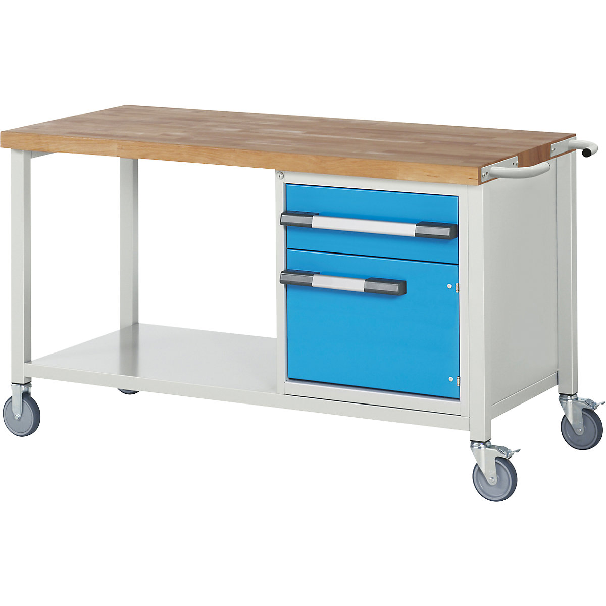 Banc de lucru mobil serie 8000, cu cadru – eurokraft pro, 1 sertar, 1 ușă, poliță, lăț. x ad. 1500 x 700 mm-0