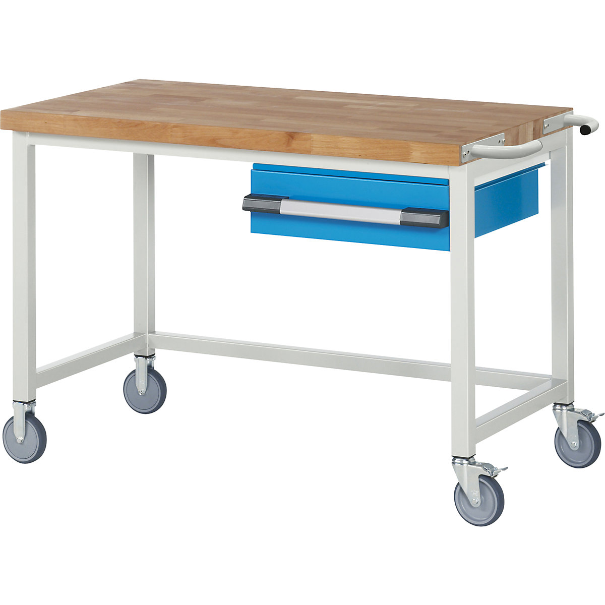 Banc de lucru mobil serie 8000, cu cadru – eurokraft pro, 1 sertar suspendat, lăț. x ad. 1250 x 700 mm-0