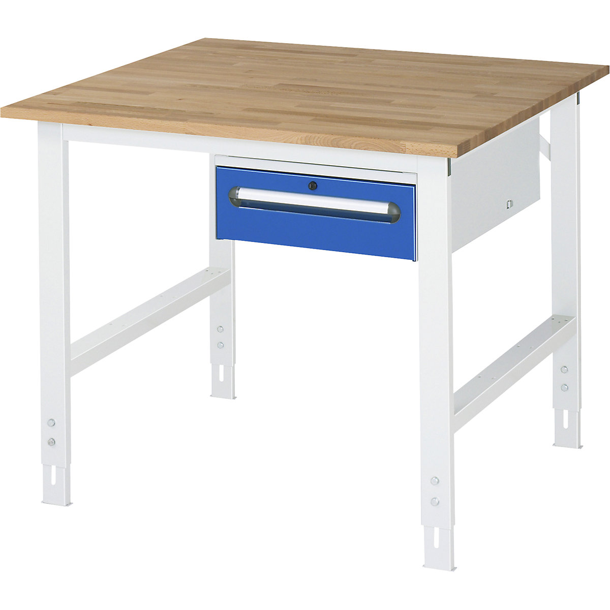 Masă de lucru cu dulap cu sertare, casetieră cu cadru, cu 1 sertar 150 mm, lăț. x ad. 1000 x 1000 mm, blat F, grosime 25 mm-0