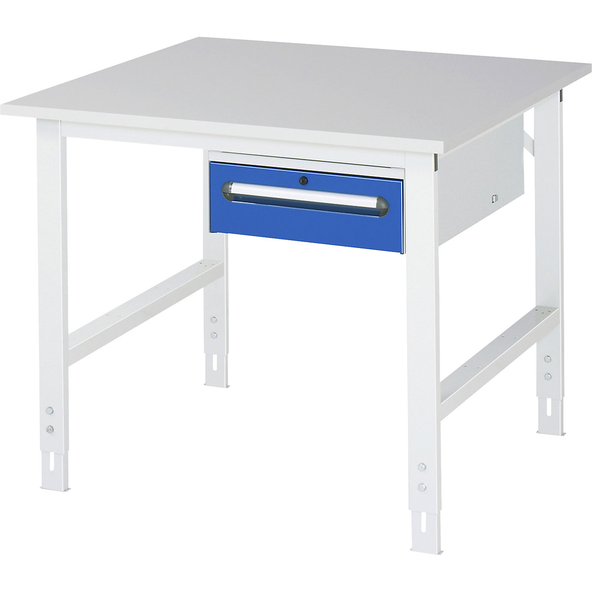 Masă de lucru cu dulap cu sertare, casetieră cu cadru, cu 1 sertar 150 mm, lăț. x ad. 1000 x 1000 mm, blat M, grosime 22 mm-0