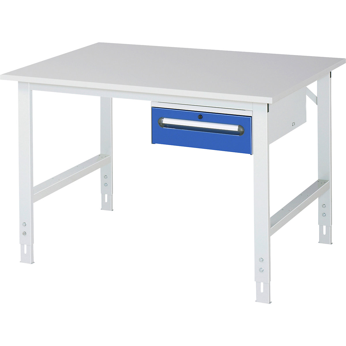 Masă de lucru cu dulap cu sertare, casetieră cu cadru, cu 1 sertar 150 mm, lăț. x ad. 1250 x 1000 mm, blat M, grosime 22 mm-0