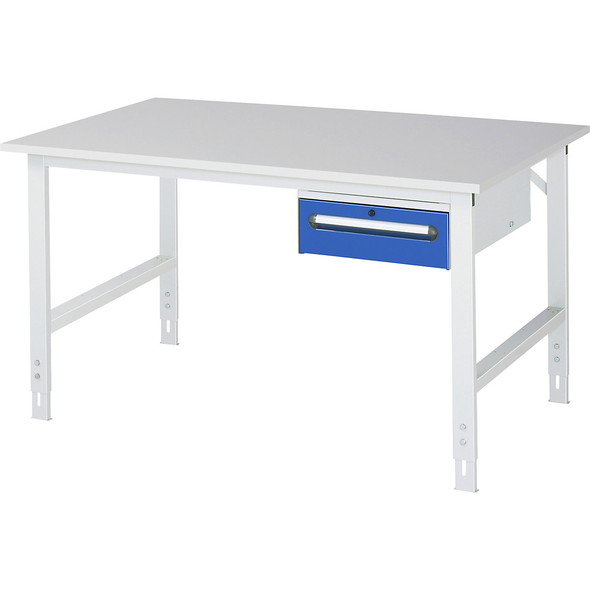 Masă de lucru cu dulap cu sertare, casetieră cu cadru, cu 1 sertar 150 mm, lăț. x ad. 1500 x 1000 mm, blat M, grosime 22 mm-0