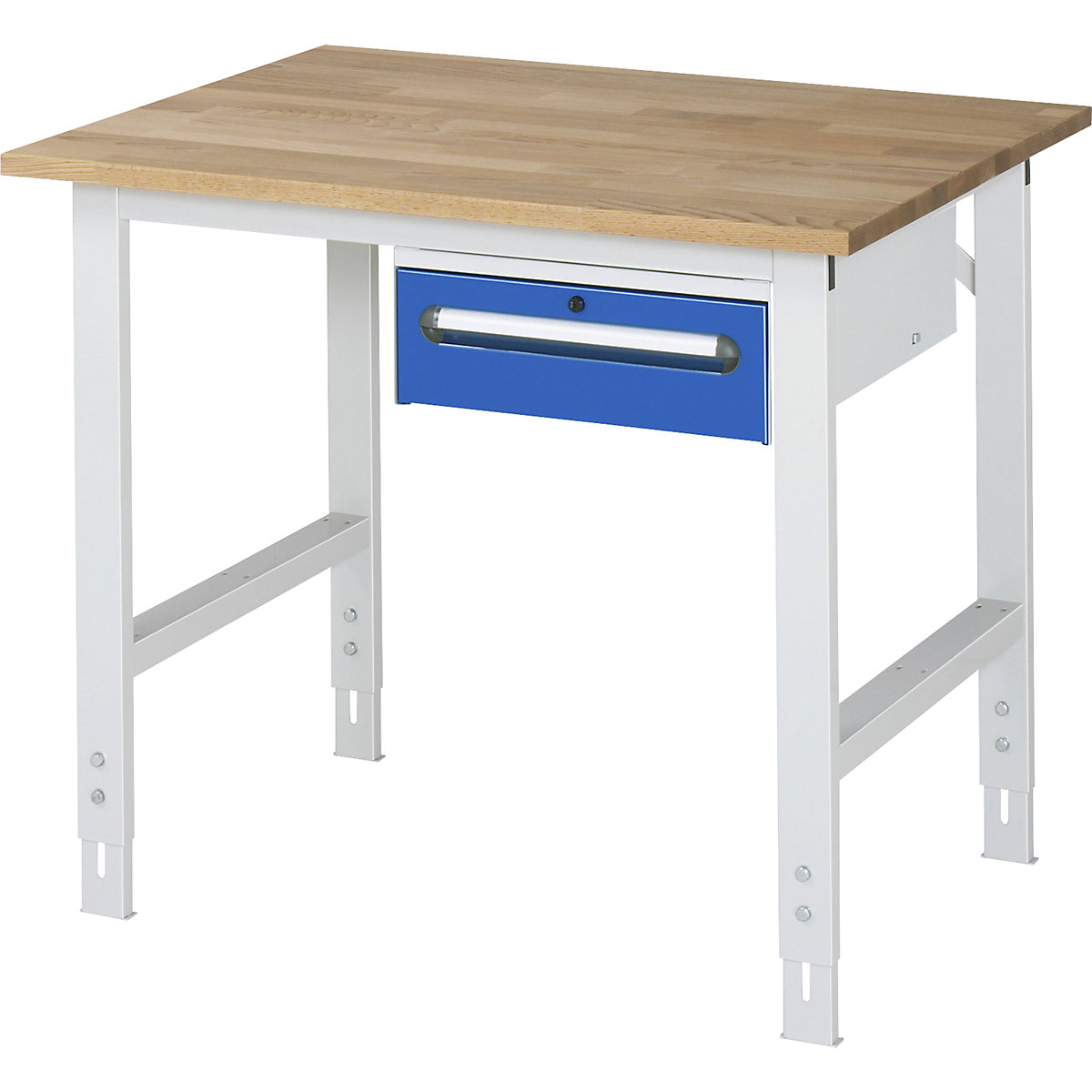 Masă de lucru cu dulap cu sertare, casetieră cu cadru, cu 1 sertar 150 mm, lăț. x ad. 1000 x 800 mm, blat F, grosime 25 mm-0