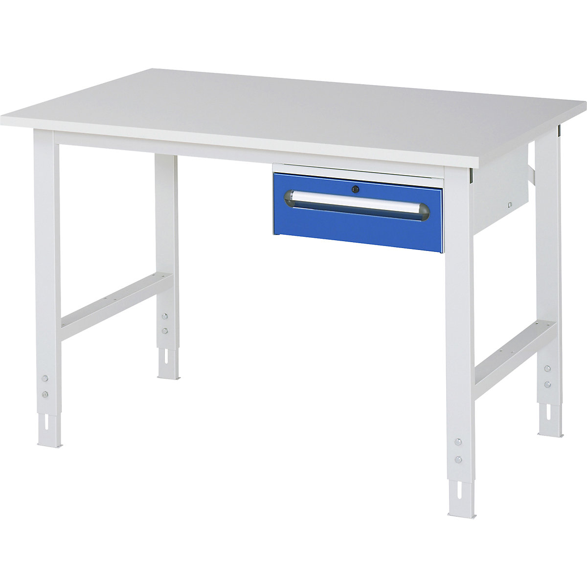 Masă de lucru cu dulap cu sertare, casetieră cu cadru, cu 1 sertar 150 mm, lăț. x ad. 1250 x 800 mm, blat M, grosime 22 mm-0