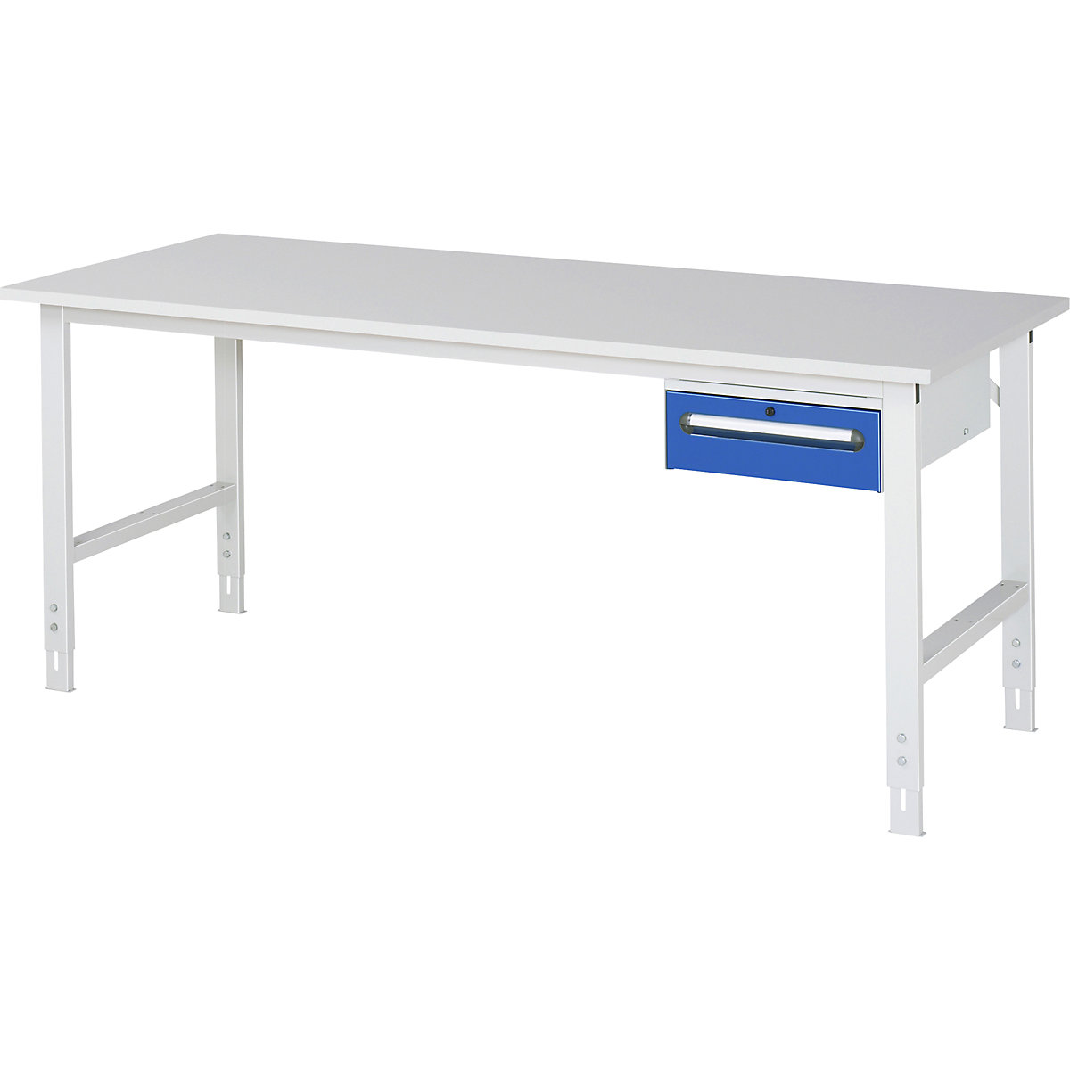 Masă de lucru cu dulap cu sertare, casetieră cu cadru, cu 1 sertar 150 mm, lăț. x ad. 2000 x 800 mm, blat M, grosime 22 mm-0