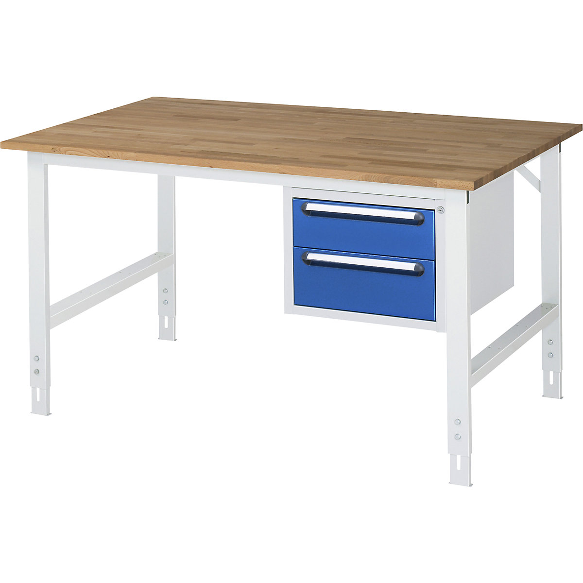 Masă de lucru cu dulap cu sertare, casetieră cu cadru, cu 2 sertare 1 x 150, 1 x 180 mm, lăț. x ad. 1500 x 1000 mm, blat F, grosime 25 mm-0