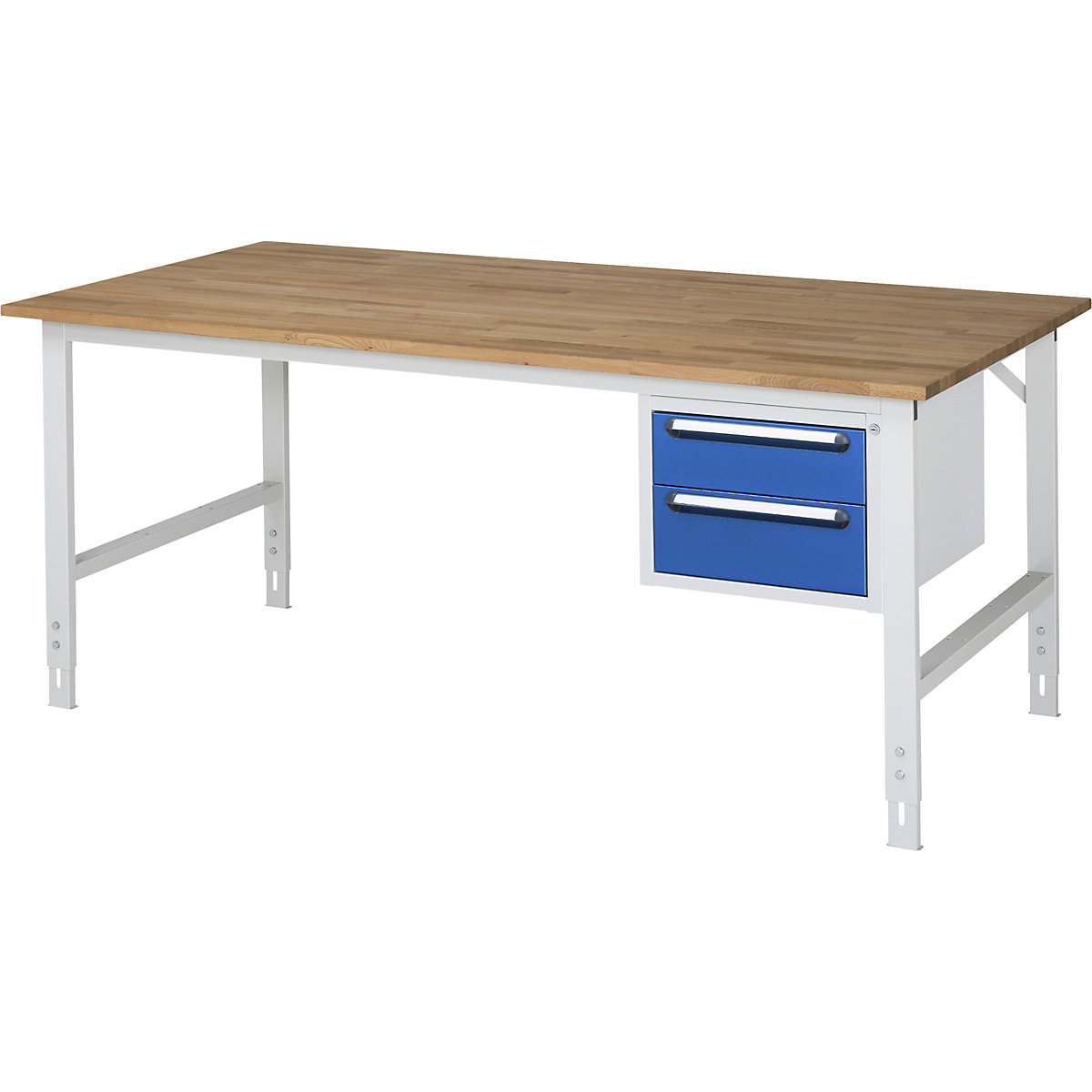 Masă de lucru cu dulap cu sertare, casetieră cu cadru, cu 2 sertare 1 x 150, 1 x 180 mm, lăț. x ad. 2000 x 1000 mm, blat F, grosime 25 mm-0