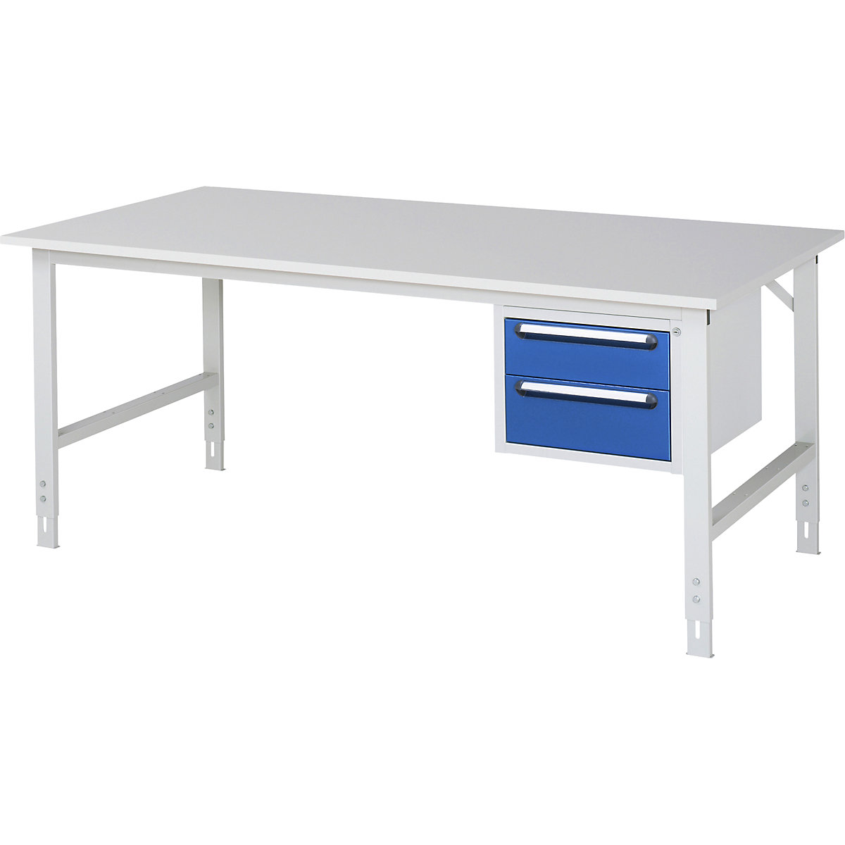 Masă de lucru cu dulap cu sertare, casetieră cu cadru, cu 2 sertare 1 x 150, 1 x 180 mm, lăț. x ad. 2000 x 1000 mm, blat M, grosime 22 mm-0